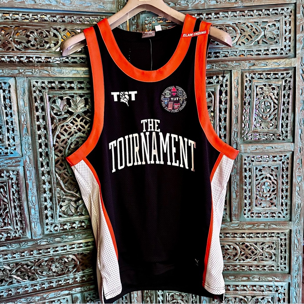 Black and Orange Men's Swim Tank